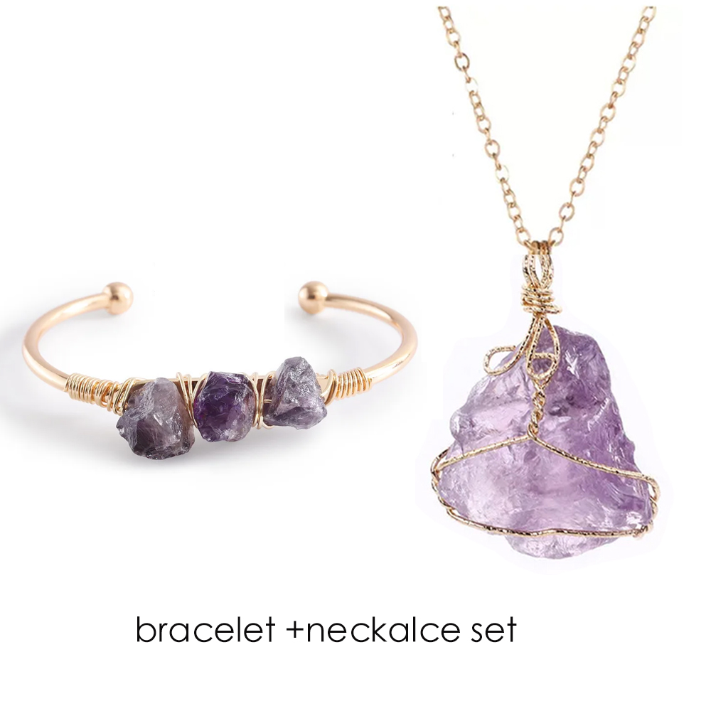 Healing Crystal Set - Натуральные браслеты-манжеты из камня с открытым